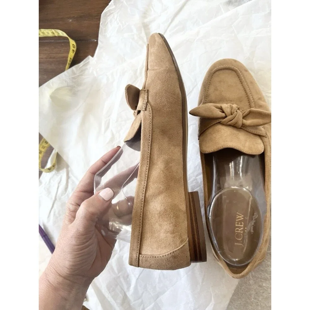 J.Crew Shoes Size 9.5 Faux Suede Loafers Flats Bow Slip On Comfort $128 Shoes